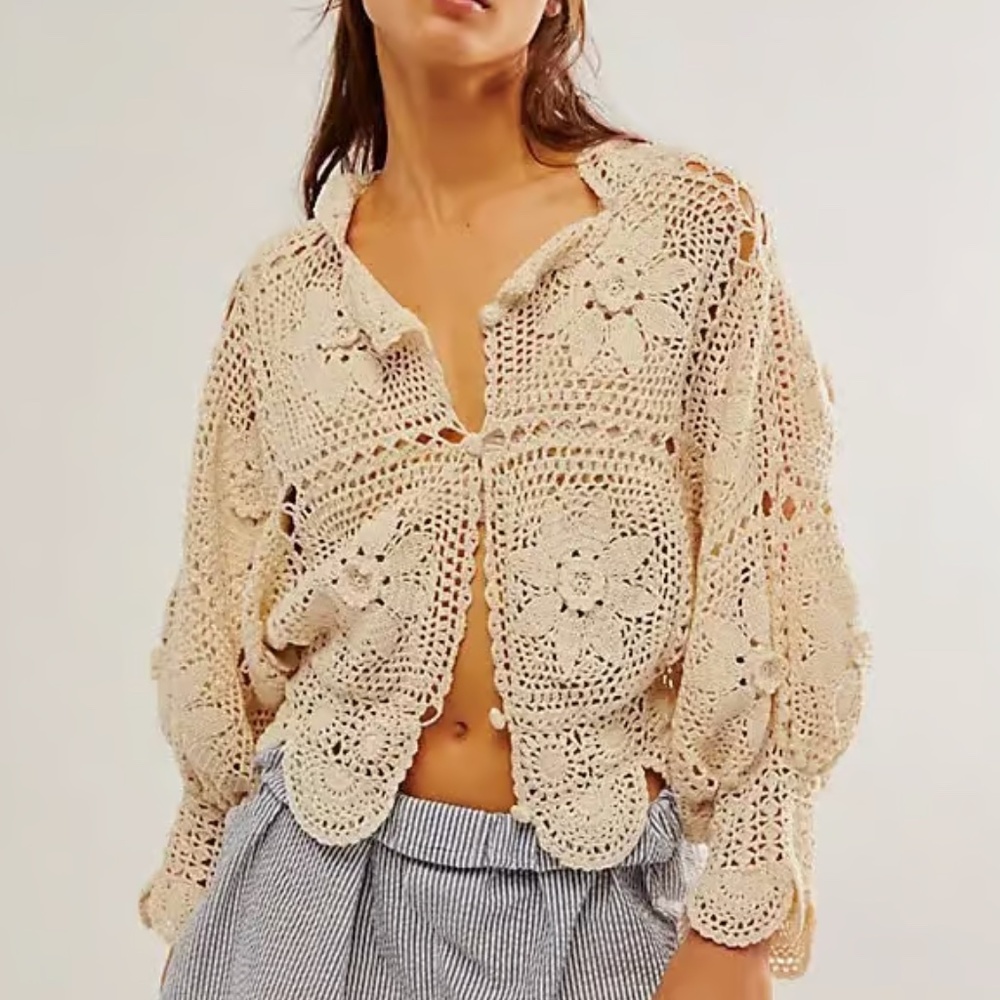 ISO ANNA KOSTUROVA  Josephine Cardigan Blouse - Cream- FREE PEOPLE